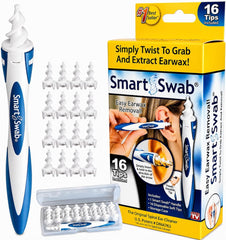 Spiral Ear Cleaner with 16 Soft Silicone Replacement Tips, Reusable Ear Wax Removal Tool & Portable Case for Adults