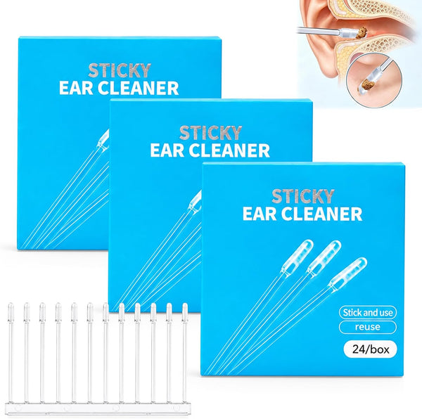 72-Piece Reusable Sticky Ear Cleaner with Soft Resin Tips, Washable Ear Wax Removal Picks for Adults & Hearing Aid Users