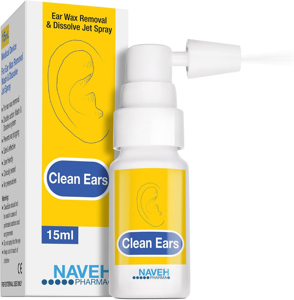 NAVEH PHARMA CleanEars Ear Wax Removal Spray, Gentle Earwax Softener for Adults with Spearmint Aroma, 0.5 fl oz