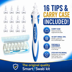 Spiral Ear Cleaner with 16 Soft Silicone Replacement Tips, Reusable Ear Wax Removal Tool & Portable Case for Adults