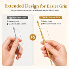 Hion 6-Piece Stainless Steel Ear Wax Removal Tools, Double-Headed Ear Picks & Curette Kit with Cleaning Brush and Storage Box