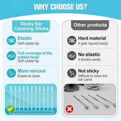 72-Piece Reusable Sticky Ear Cleaner with Soft Resin Tips, Washable Ear Wax Removal Picks for Adults & Hearing Aid Users