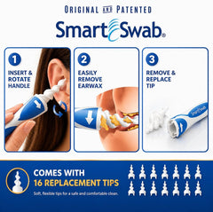 Spiral Ear Cleaner with 16 Soft Silicone Replacement Tips, Reusable Ear Wax Removal Tool & Portable Case for Adults