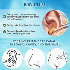 72-Piece Reusable Sticky Ear Cleaner with Soft Resin Tips, Washable Ear Wax Removal Picks for Adults & Hearing Aid Users