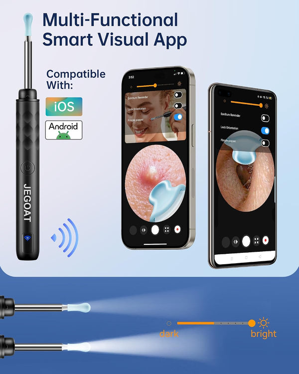 JEGOAT Ear Wax Removal Tool | 1296P HD Camera & 6 LED