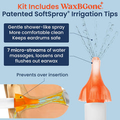 WaxBGone Ear Wax Removal Kit, SoftSpray Tips & Ear Drops for Gentle Earwax Removal and Ear Care