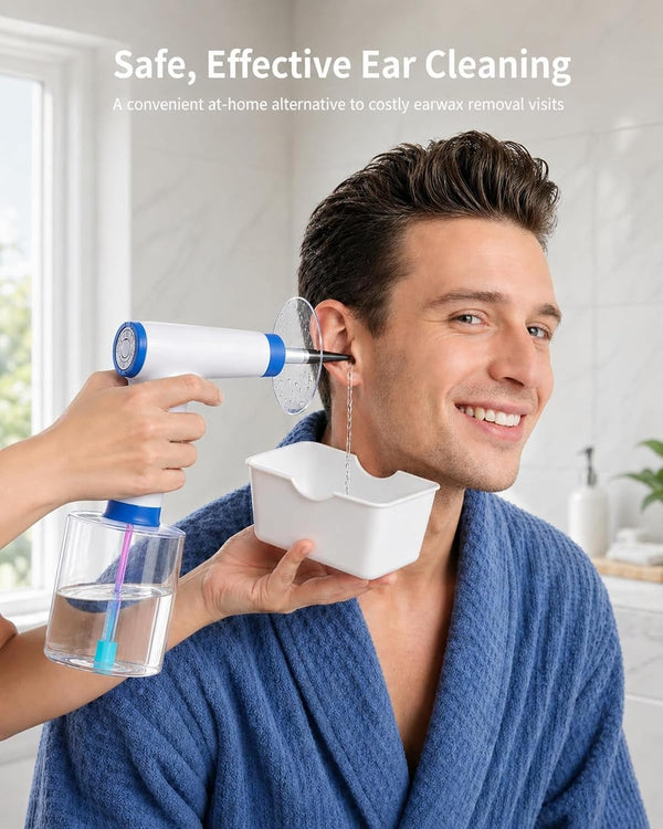 Ear Wax Removal Kit, Electric Ear Cleaner with Water Temperature Sensor for At-Home Earwax Cleaning