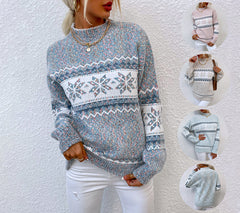 Snowflake Knit Half Turtleneck Sweater