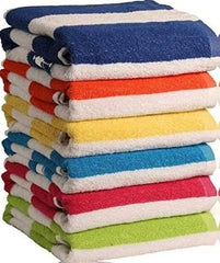 100% Cotton Bath Towel, Pack of 6, Cabana Lightweight Stripe