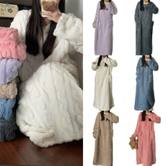 Women’s Fleece Pajama Nightgown with Pockets