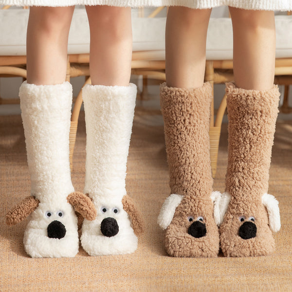 Cute Cartoon Dog Floor Socks – Winter Warm Cozy