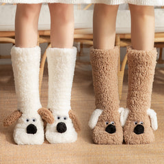 Cute Cartoon Dog Floor Socks – Winter Warm Cozy