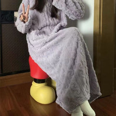 Women’s Fleece Pajama Nightgown with Pockets