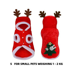 Christmas Cat Costume Red Cape with Antlers & Christmas Tree Design, Cute Santa Outfit for Cats and Kittens Holiday Party Photos