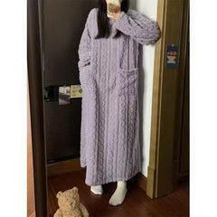 Women’s Fleece Pajama Nightgown with Pockets