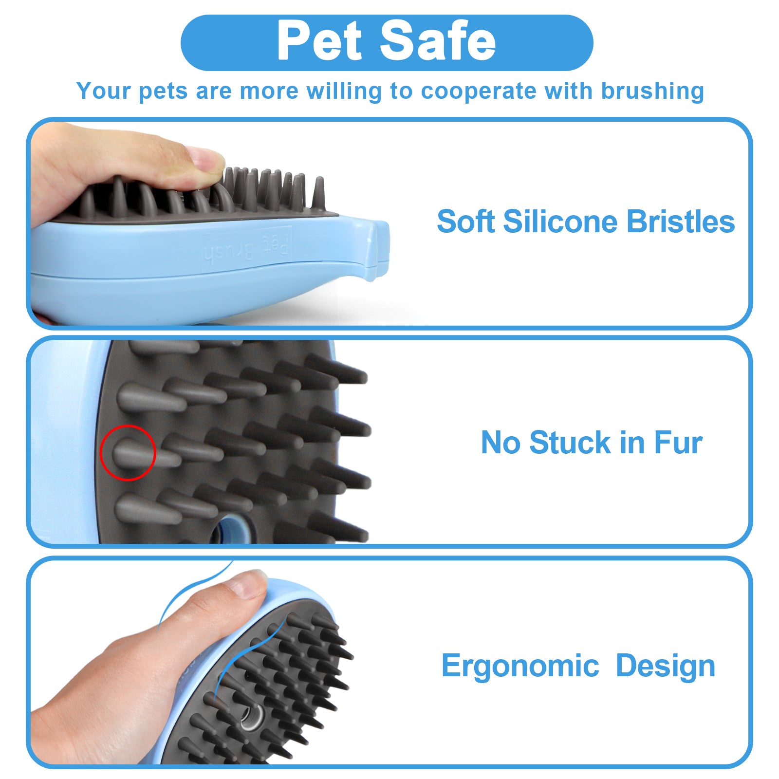 Cat Steam Brush For Shedding - Steamy Cat Brush For Indoor Cats, Cat Hair Steam Brush For Massage, Spritz Defur Comb For Cats, Pet Steamer For Dogs