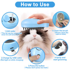 Cat Steam Brush for Shedding & Massage