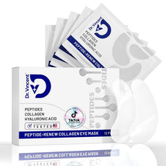 DR VINCENT Peptide-Renew Collagen Eye Mask (1 Pair), Color-Changing Collagen Eye Patches with Peptide & Hyaluronic Acid, Smooth, Firm & Brighten under Eyes