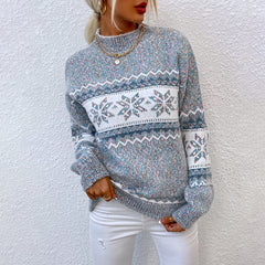 Snowflake Knit Half Turtleneck Sweater