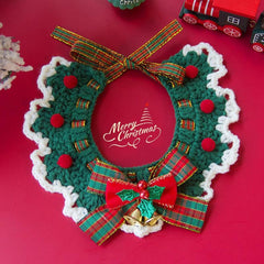 Cat & Dog Christmas Costume – Hand-Knitted Hat & Scarf Set, Cute Collar Accessory, Holiday Pet Outfit, Bib for Pets Winter