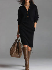 Winter Sweater Dress – Warm Long Sleeve V-Neck Pullover