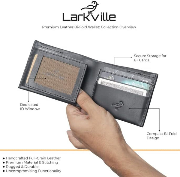 Leather Wallet for Men, Full Grain Genuine Leather Bifold Wallet, RFID Blocking Slim Wallet for Men (Black)