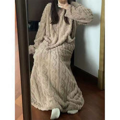 Women’s Fleece Pajama Nightgown with Pockets