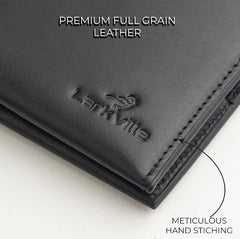 Leather Wallet for Men, Full Grain Genuine Leather Bifold Wallet, RFID Blocking Slim Wallet for Men (Black)