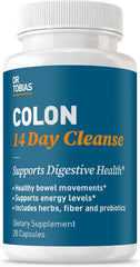 Dr. Tobias Colon Cleanse - Constipation Relief & Gut Health Support for Women & Men | 14 Day Colon Cleanser for a Gentle Colon Detox & Gut Flush - 28 Capsules (1-2 Daily)