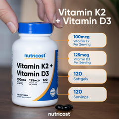 Nutricost Vitamin D3 + K2 5000 IU – Bone Support