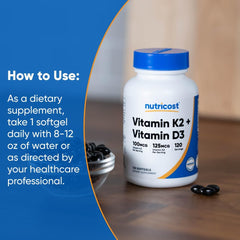 Nutricost Vitamin D3 + K2 5000 IU – Bone Support