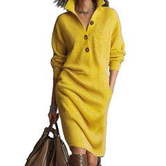 Winter Sweater Dress – Warm Long Sleeve V-Neck Pullover