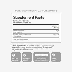 Humann SuperBeets Beet Root Capsules Quick Release 1000mg, Helps Support Nitric Oxide Production, Blood Pressure Support, Heart Health, Contains Non-GMO Beetroot Powder, Studied Antioxidants, 90 Count