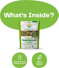 Amazing Grass Super Greens Booster: Greens Powder Smoothie Mix with Spirulina, Moringa, Wheat Grass & Kale Smoothie Booster, Chlorophyll Providing Greens, 30 Servings