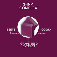 Qunol Beets Chews for Blood Pressure Support,3 in 1 Beets + CoQ10 + Grape Seed Extract,Supports Healthy Blood Circulation & Heart Healthy Energy,90 Chews,(Pack of 2)