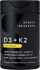 Sports Research D3 + K2 5000 IU – Bone & Immune Support
