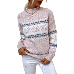 Snowflake Knit Half Turtleneck Sweater