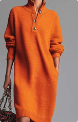 Winter Sweater Dress – Warm Long Sleeve V-Neck Pullover