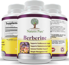 Simply Natures Pure Premium Berberine HCl 500mg - 120 Capsules - Cardiovascular Gastrointestinal Immune Support - Chromium Cinnamon
