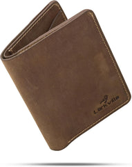 Men’s Crazy Horse Leather Wallet – Full Grain RFID Blocking Slim Bifold Wallet