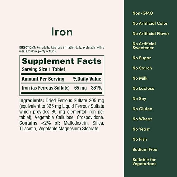 Nature’s Bounty Iron 65mg – Energy & RBC Support