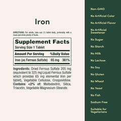 Nature’s Bounty Iron 65mg – Energy & RBC Support