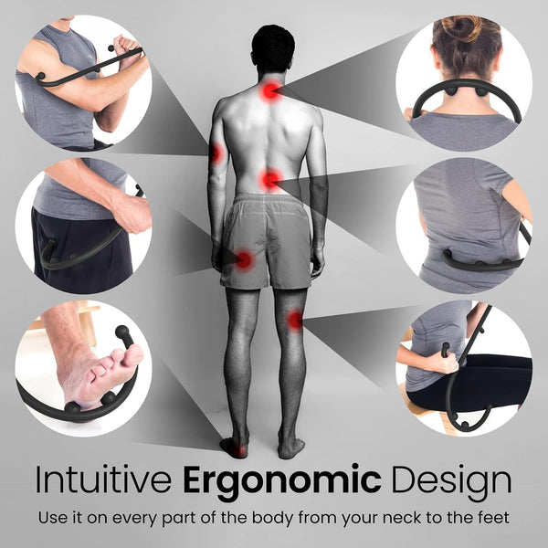 LiBa Back Massager Trigger Point Cane, Deep Tissue Back Neck Massager Black