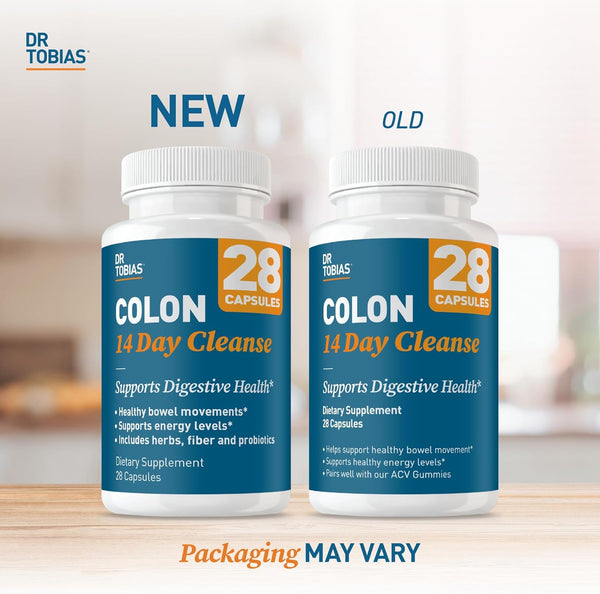 Dr. Tobias Colon Cleanse - Constipation Relief & Gut Health Support for Women & Men | 14 Day Colon Cleanser for a Gentle Colon Detox & Gut Flush - 28 Capsules (1-2 Daily)