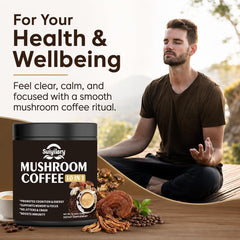 Suiyilary Mushroom Coffee, 10 Mushroom Extract Powder Blend Lion's Mane, Reishi, Chaga, Cordyceps, Turkey Tail, Brain Supplements with Instant Coffee for Energy, Focus, Memory and Immunity 300g