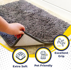 Grey Microfiber Non-Slip Muddy Mat – 30x19