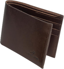 Leather Wallet for Men, Full Grain Genuine Leather Bifold Wallet, RFID Blocking Slim Wallet for Men (Nut Brown)