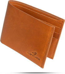 Leather Wallet for Men, Full Grain Genuine Leather Bifold Wallet, RFID Blocking Slim Wallet for Men (Natural)
