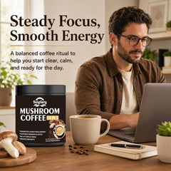Suiyilary Mushroom Coffee, 10 Mushroom Extract Powder Blend Lion's Mane, Reishi, Chaga, Cordyceps, Turkey Tail, Brain Supplements with Instant Coffee for Energy, Focus, Memory and Immunity 300g