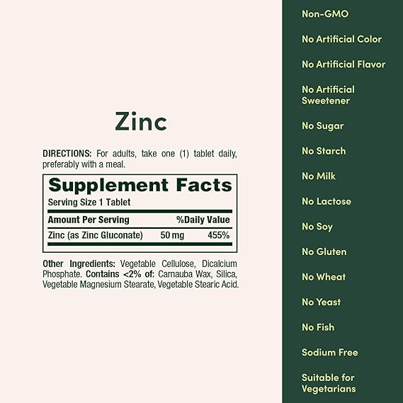 Nature’s Bounty Zinc 50mg Immune Support – 250 Caplets